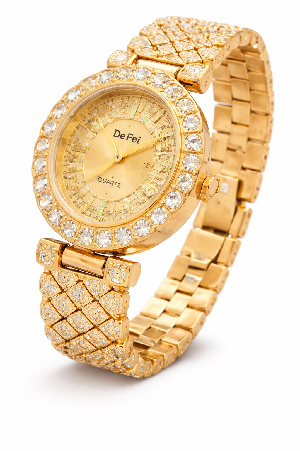 ULLTRAMART Gold Crystal Watch