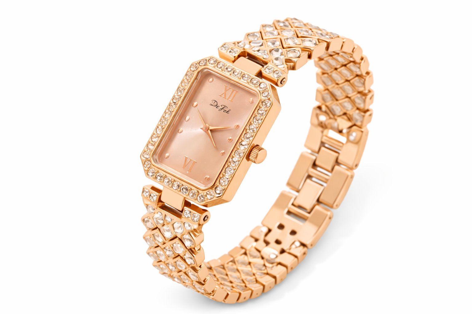 Rose Gold Crystal Bracelet Watch – DeFel Elegant Women’s Watch
